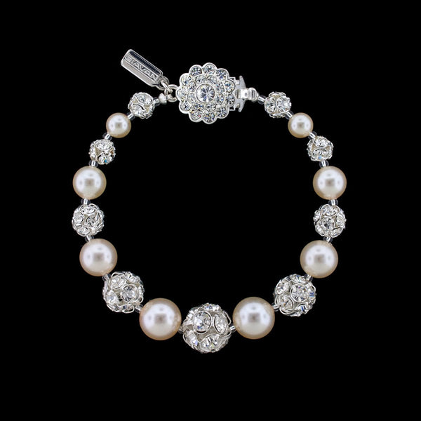 10mm Pearl & Rhinestone Bead Bracelet – Giavan