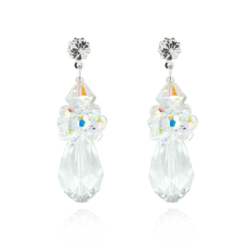 crystal cluster teardrop earrings - iridescent