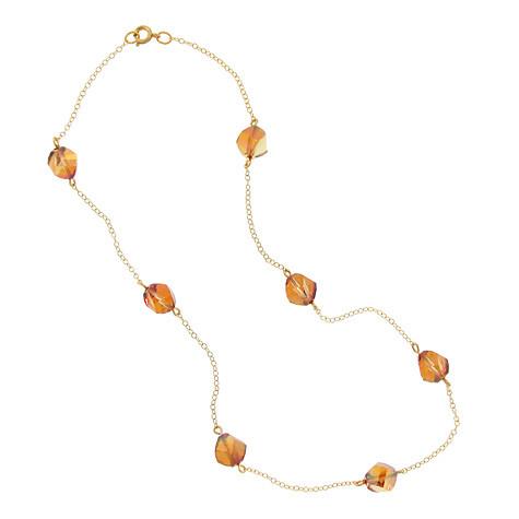 Copper-Orange Crystal Chain Necklace - CH8
