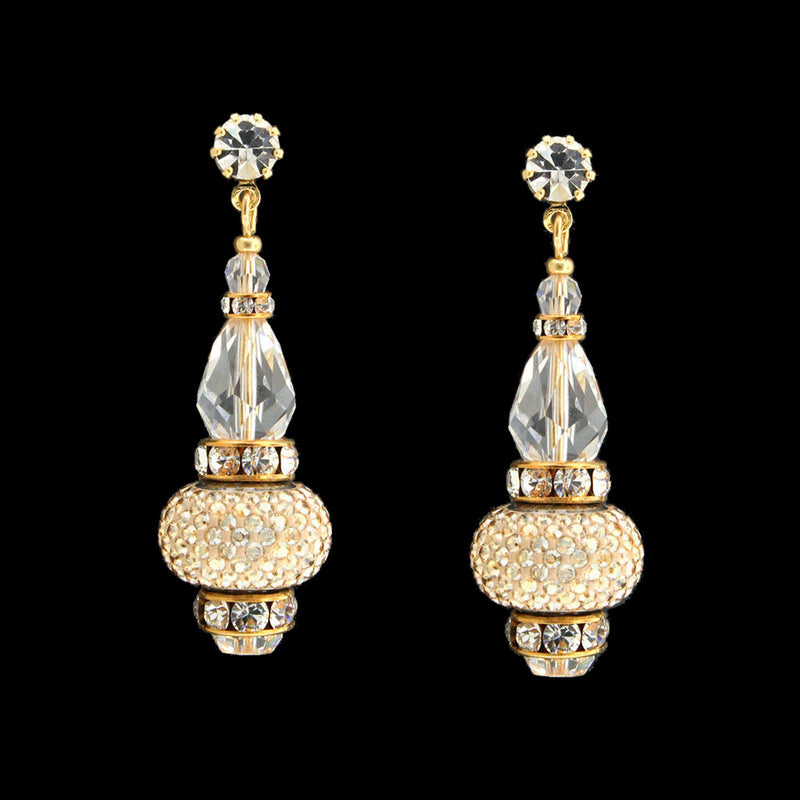 Crystal Drop Earrings with Pavé Charms - gold, clear
