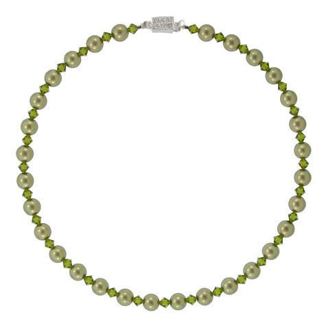 Green Crystal & Pearl Bead Necklace