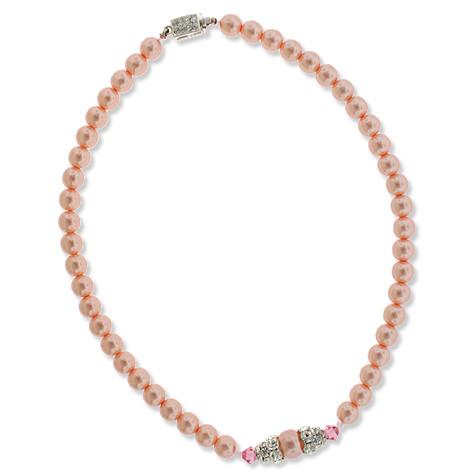 Pink Pearl Necklace with Pave Crystal Center