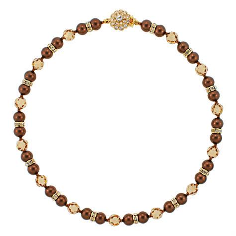 Brown Pearl & Champagne Crystal Necklace