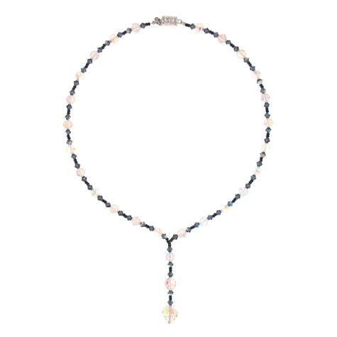 Navy Crystal Necklace with Iridescent Disco Beads