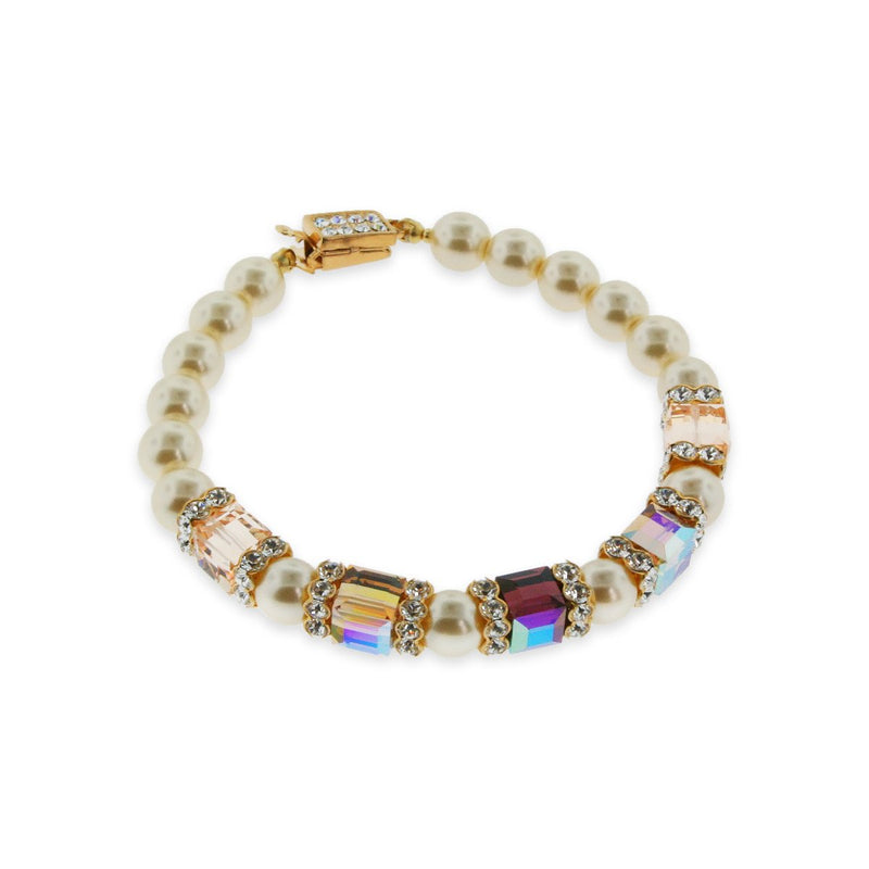 Champagne Crystal Bracelet with Ivory Pearl