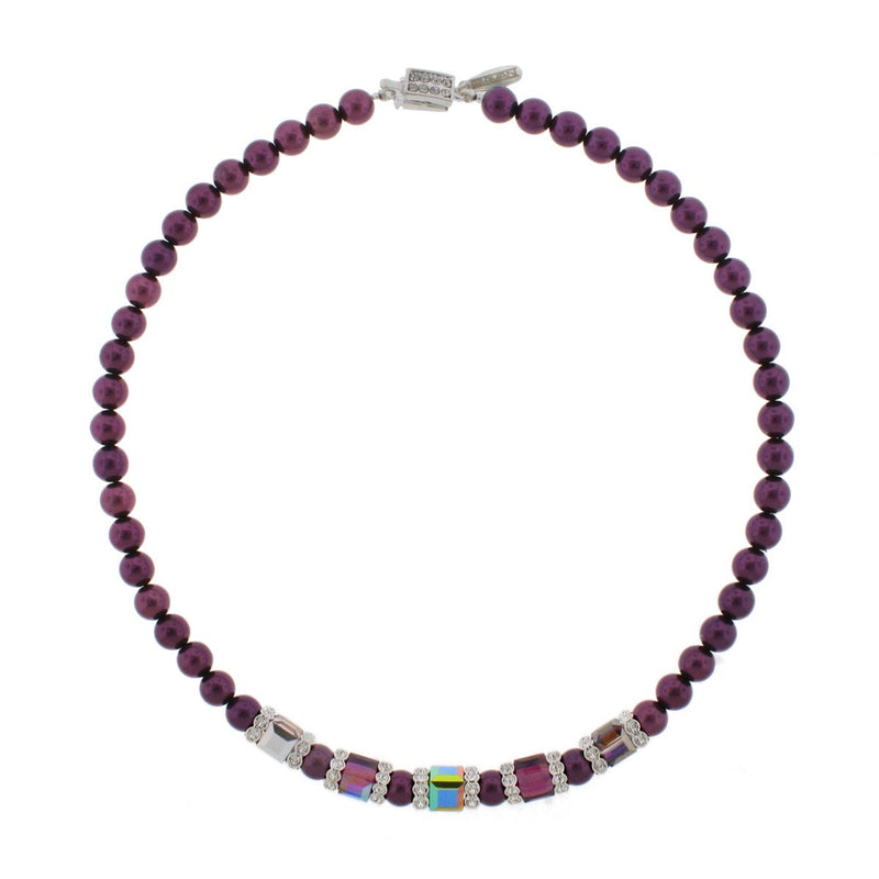 Amethyst Pearl Necklace with Multi-Color Center