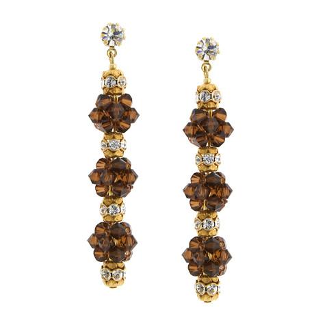 Brown 3 cluster earrings