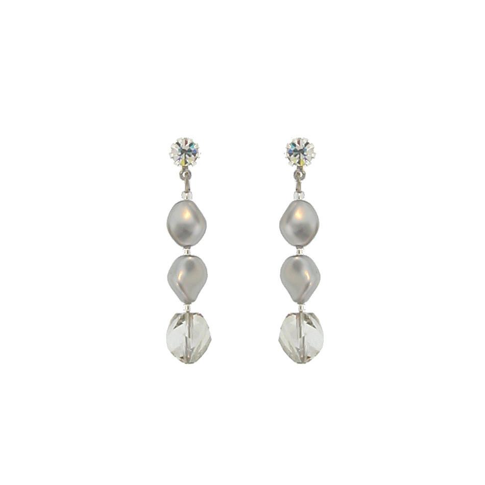 Silver Pearl & Crystal Earrings