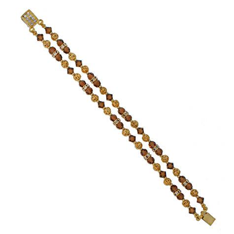 Brown Crystal Bracelet with Gold Filigree