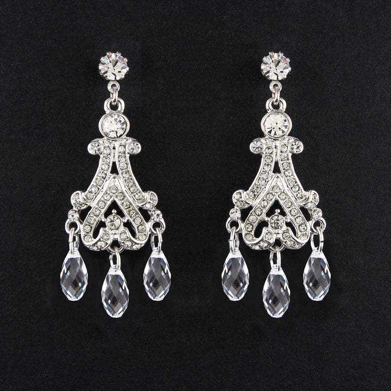 Victorian Chandelier Earrings with Crystal Drops - version 2