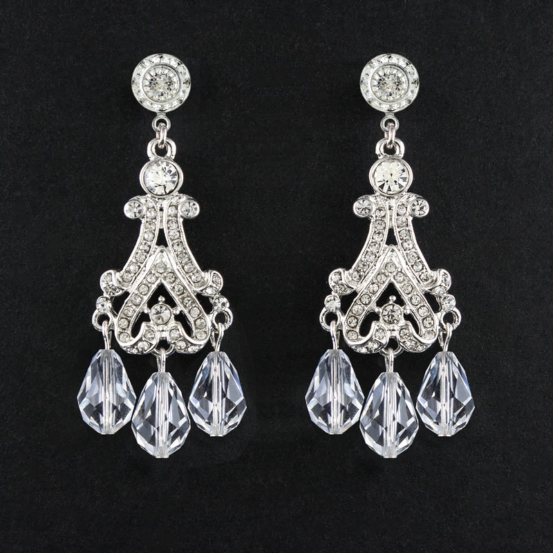 Victorian Chandelier Earrings with Crystal Drops