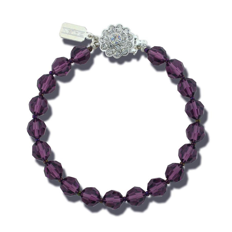 Purple 8mm Crystal Beaded Bracelet