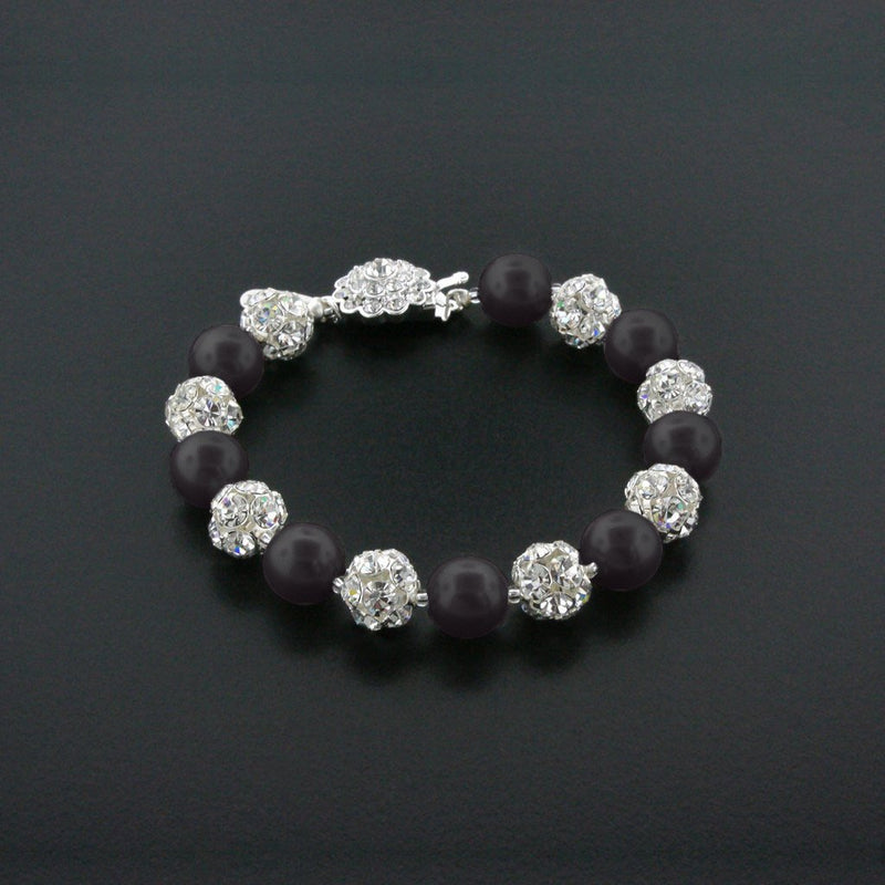 black pearl bracelet with rhinestone beads