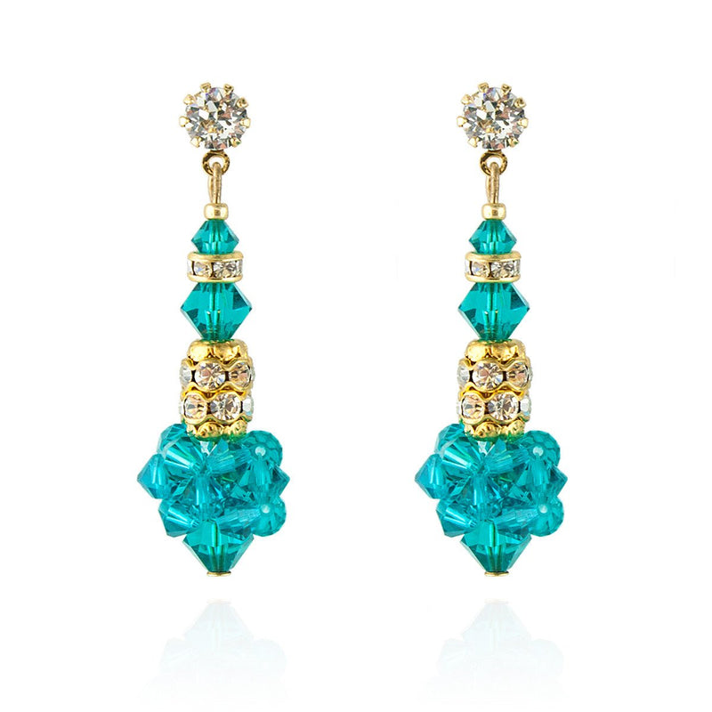 Crystal Drop Earrings with Cluster