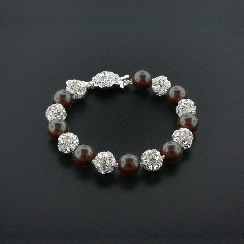 chocolate pearl bracelet with rhinestone beads