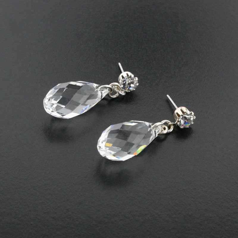 Briolette Crystal Drop Earrings - Clear