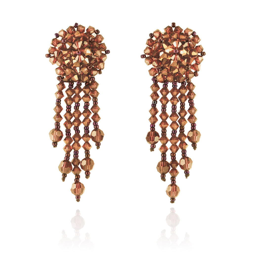 Orange Statement Earrings with Woven Cluster