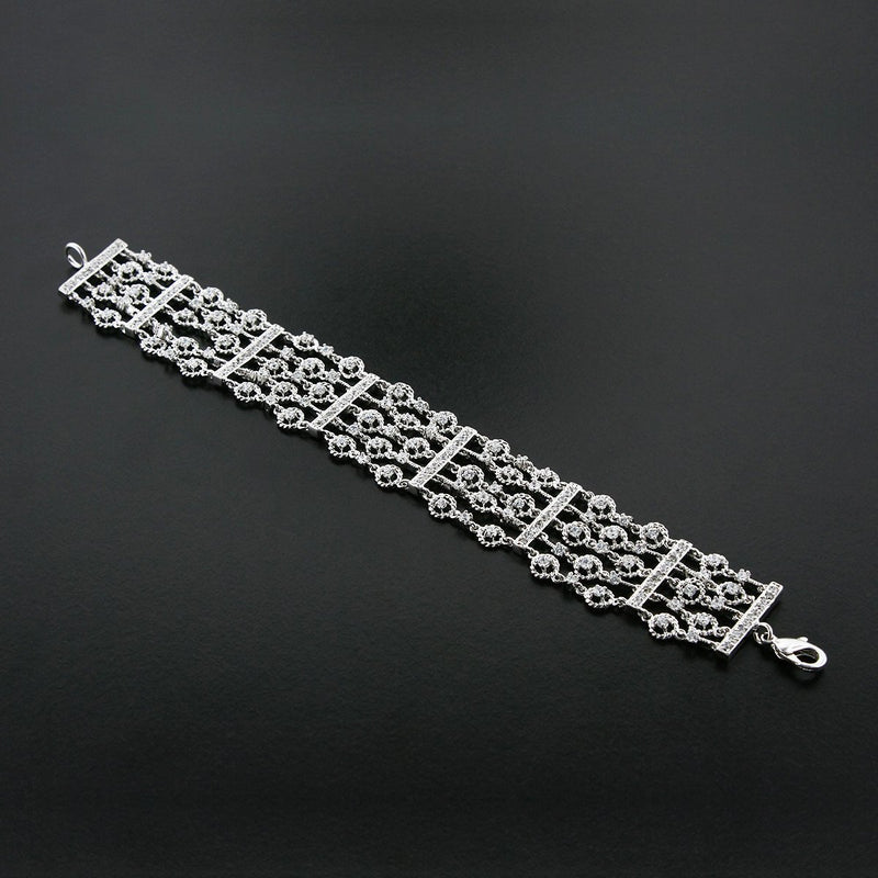 Multi-Row Chain Link Bracelet with CZ
