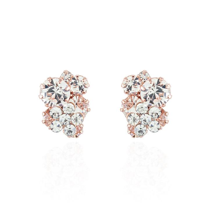 Rose Gold Crystal Cluster Earrings