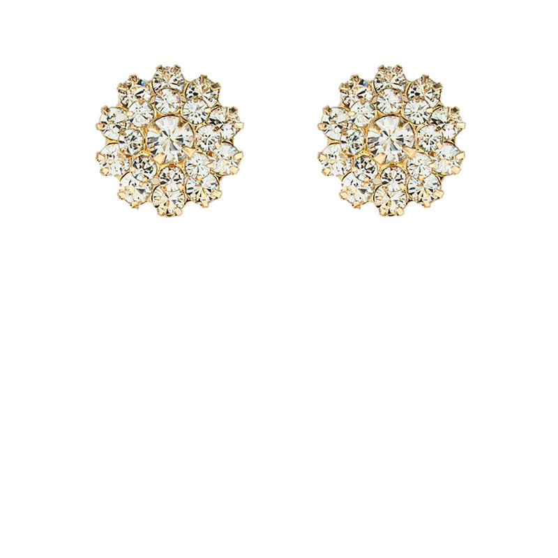 multi-stone crystal stud earrings - gold