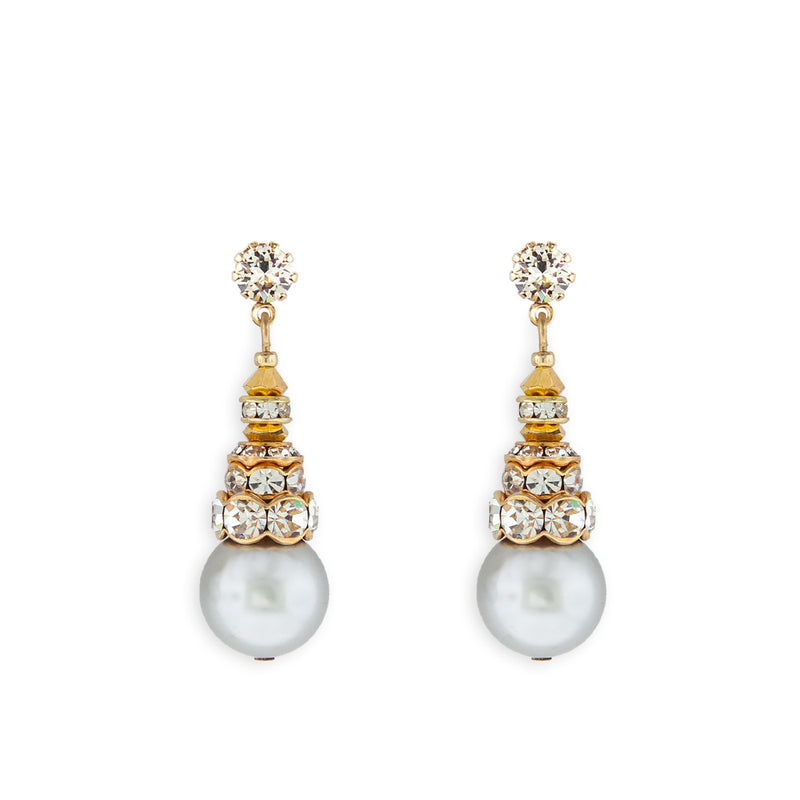Grey Pearl Earrings with Gold Accents - Variation 3