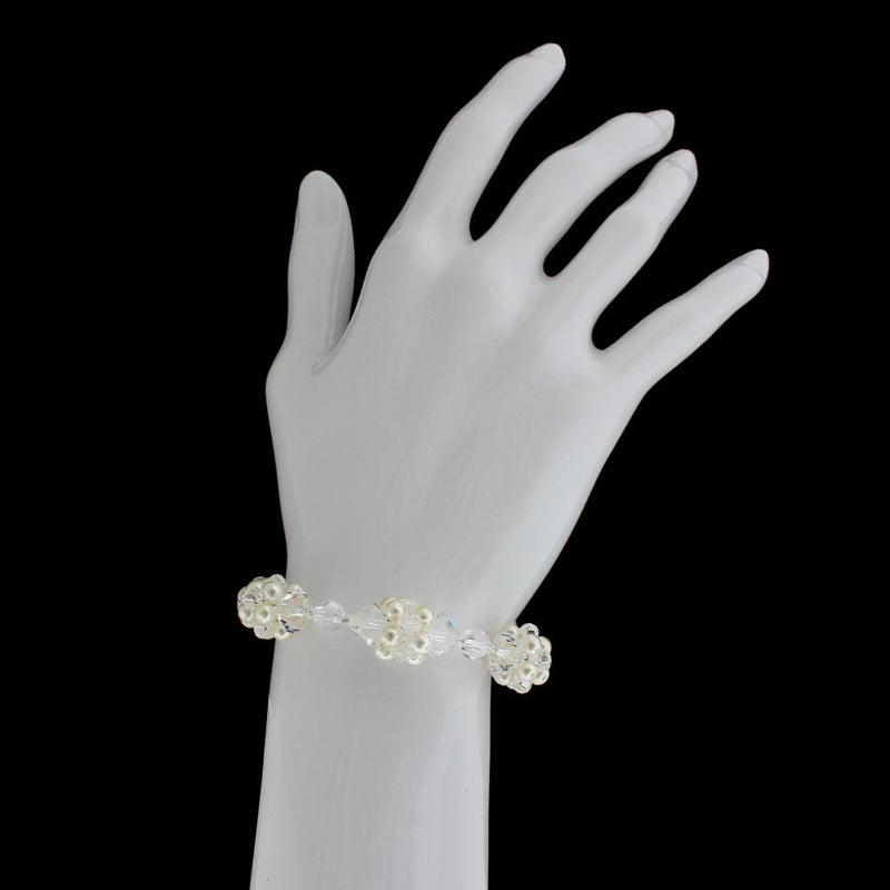 Crystal & Pearl Cluster Bracelet on hand