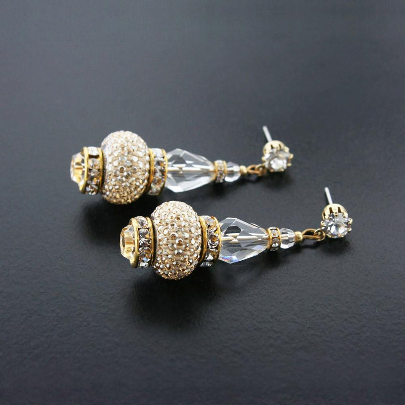 Crystal Drop Earrings with Pavé Charms - gold
