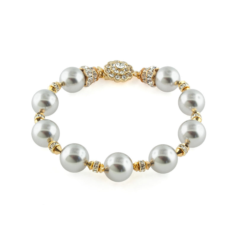 Grey Bracelet with Crystal Embellishments