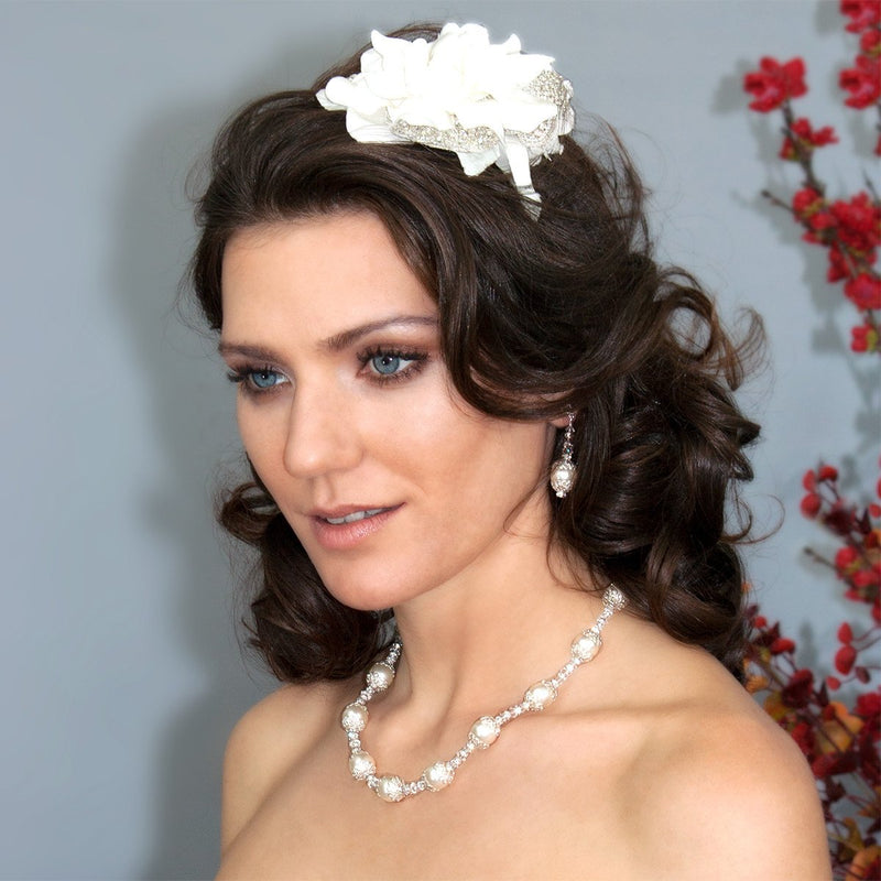Dramatic Bridal Headband with Silk Flower