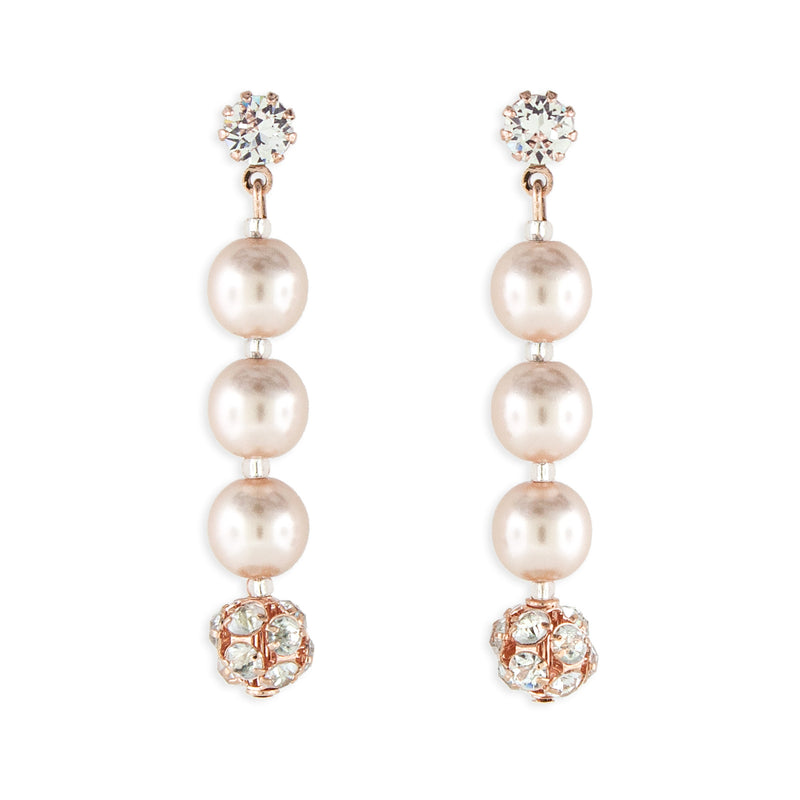 Rose Gold Pearl Earrings - 1.75"