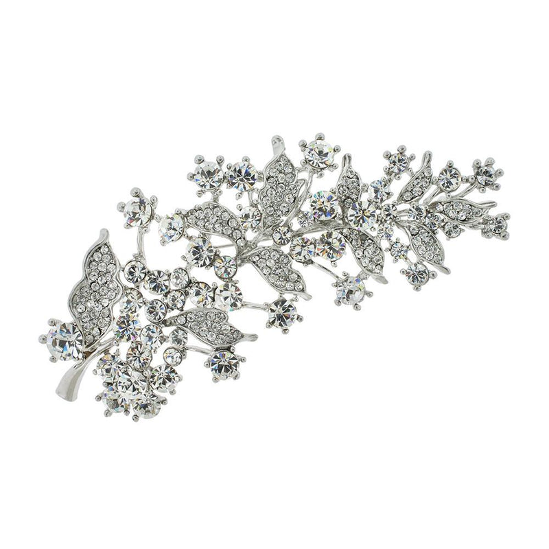 Large Crystal Brooch with Floral Details