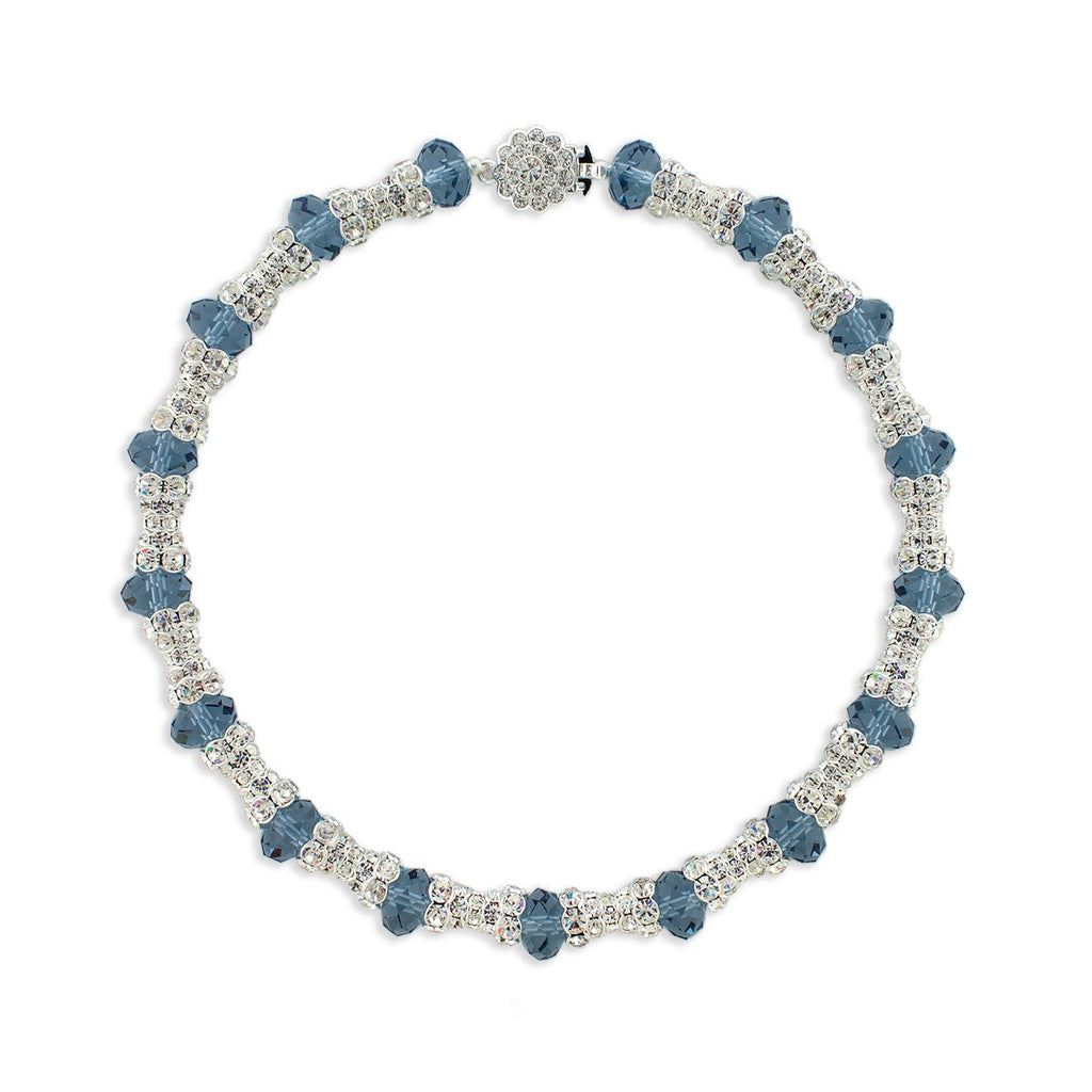 Crystal Embellished Statement Necklace - blue