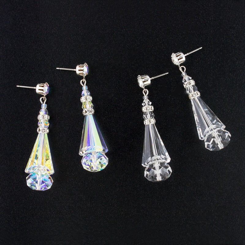 2 pairs of crystal cone earrings