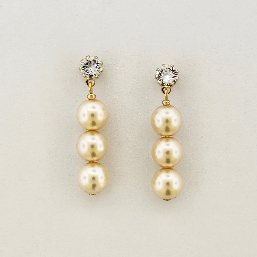 Triple Pearl Drop Earrings