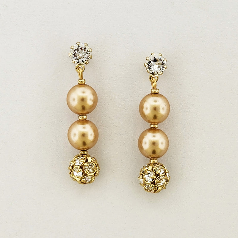 Earrings with Rhinestone Beads & Pearls