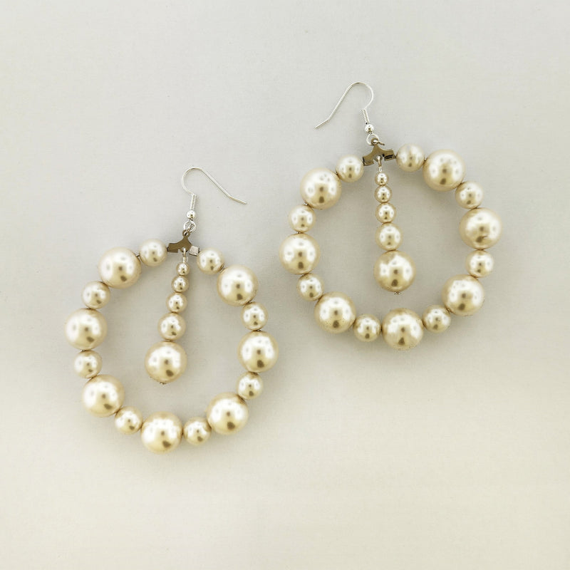 Circular Glass Pearl Earrings with Hook