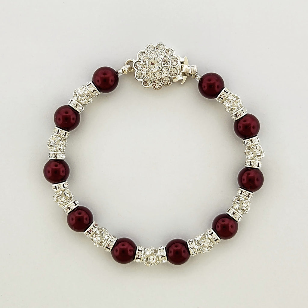 Pearl Beaded Bracelet with Crystal Accent Beads