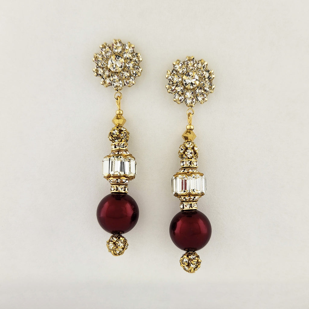 Embellished Crystal and Glass Pearl Beaded Earrings