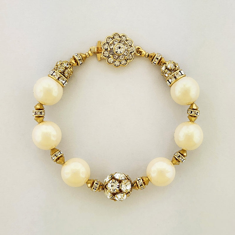 Pearl Bracelet with Crystal Embellishments