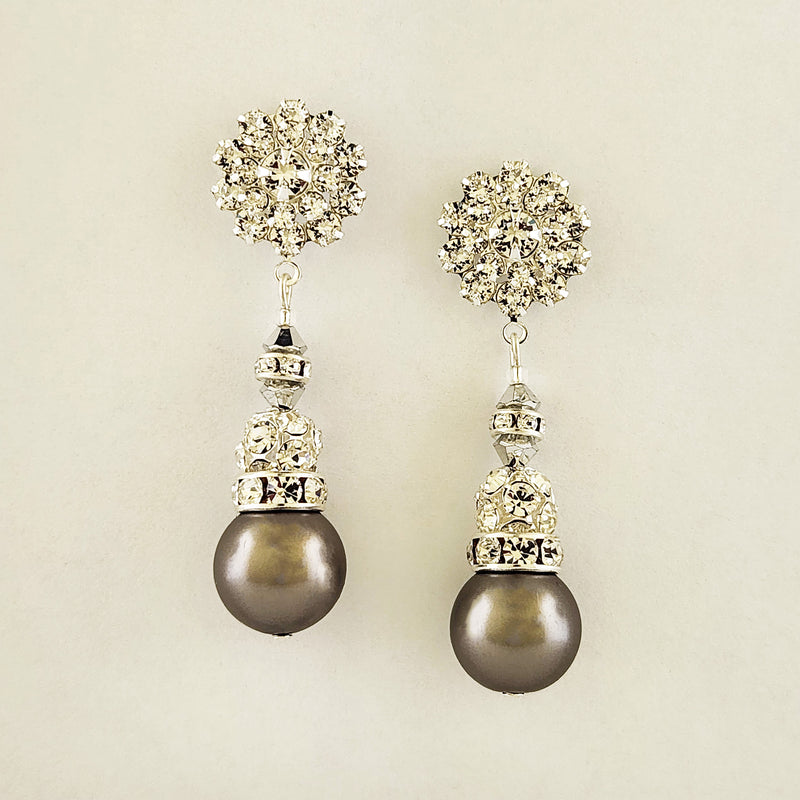 Pearl Drop Earrings with Crystal Embellishments