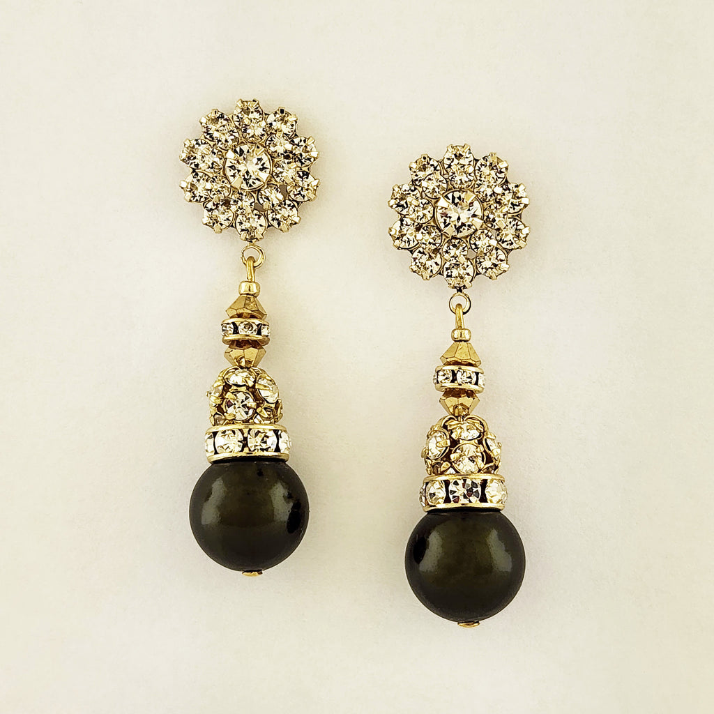 Pearl Drop Earrings with Crystal Embellishments