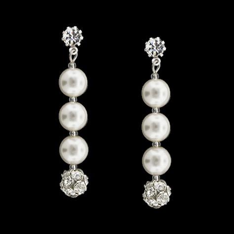 Earrings with Rhinestone Beads & Pearls - 2"