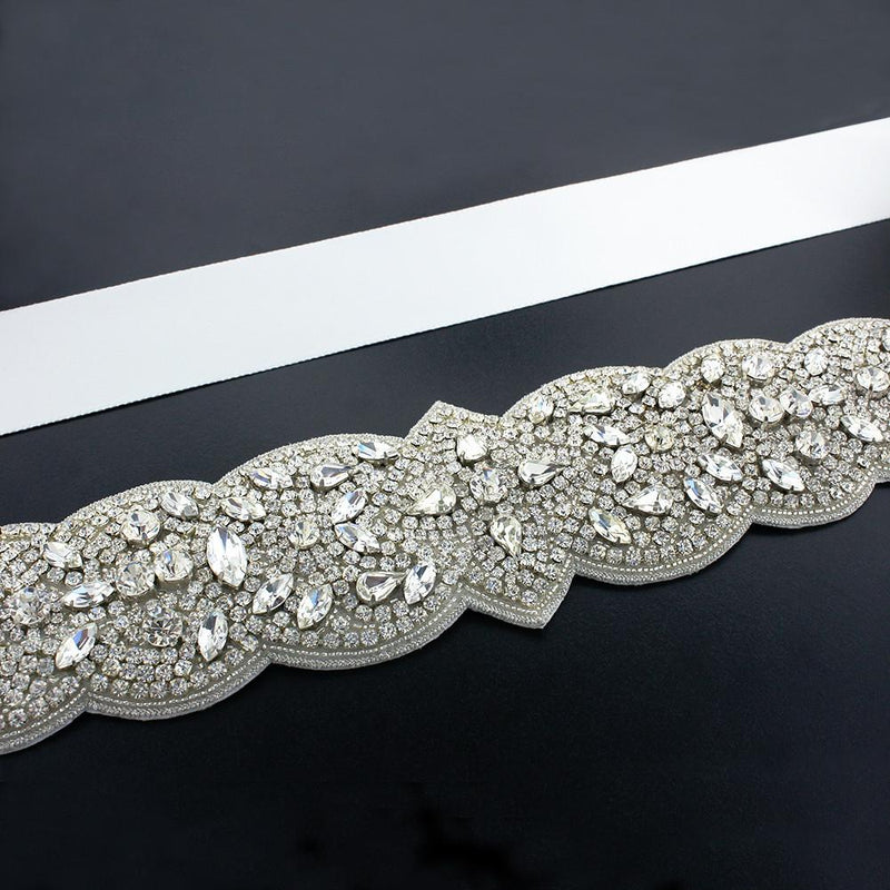 Bridal Sash with Detailed Crystal Applique