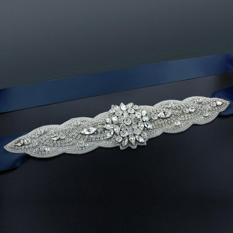 Sash with 9" Crystal Applique - Yale blue
