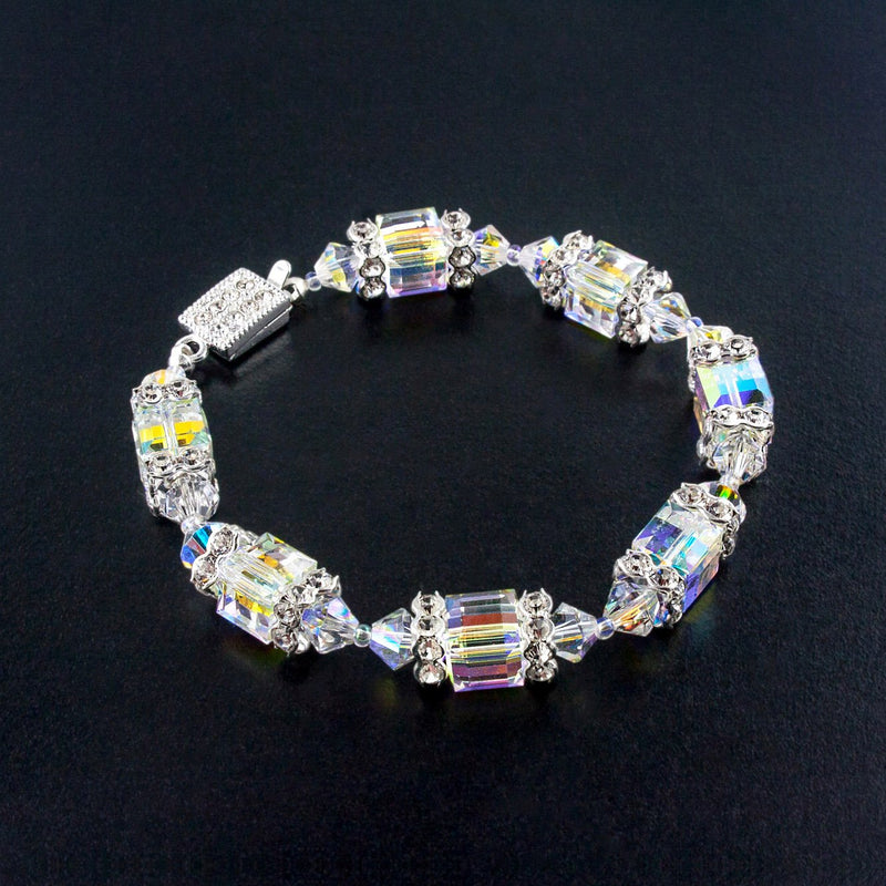 Geometric Beaded Crystal Bracelet - iridescent