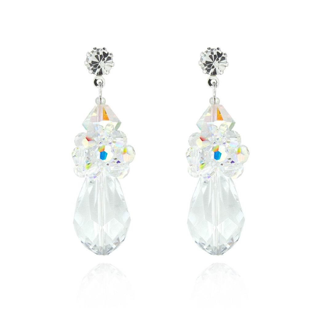 crystal cluster teardrop earrings - iridescent