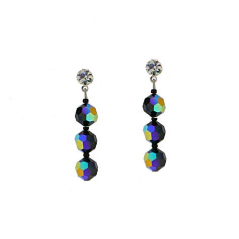 3-Tiered Iridescent Black Earrings - AN1E-8M-3