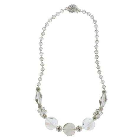 Multi-Shaped Silver and Clear Beaded Necklace