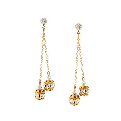 Double Drop Chain Earrings with Filigree Beads