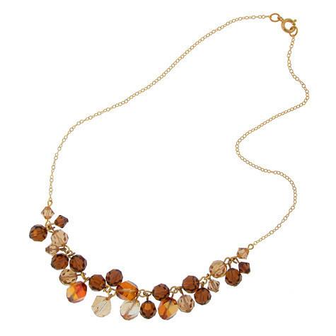 Champagne & Brown Clustered Crystal Necklace